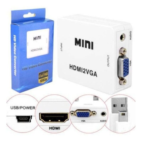 Mini Conversor HDMI 2VGA FULL HD1080P
