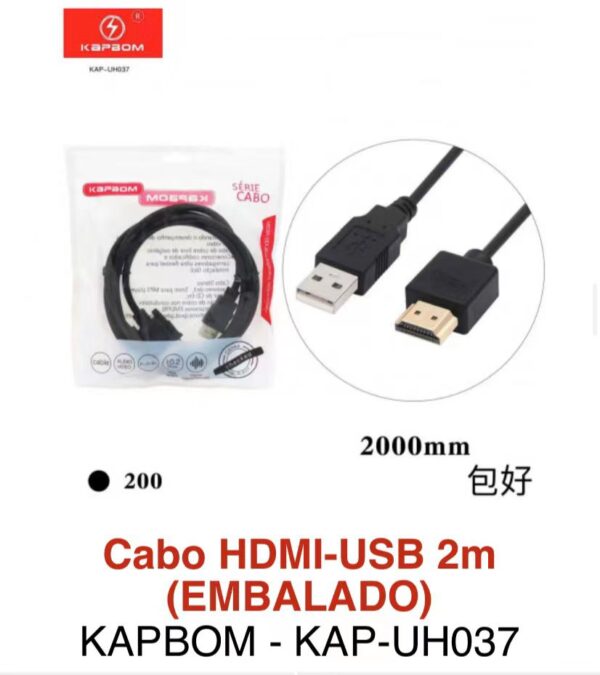 Cabo USB HDMI KAPBOM 2MT