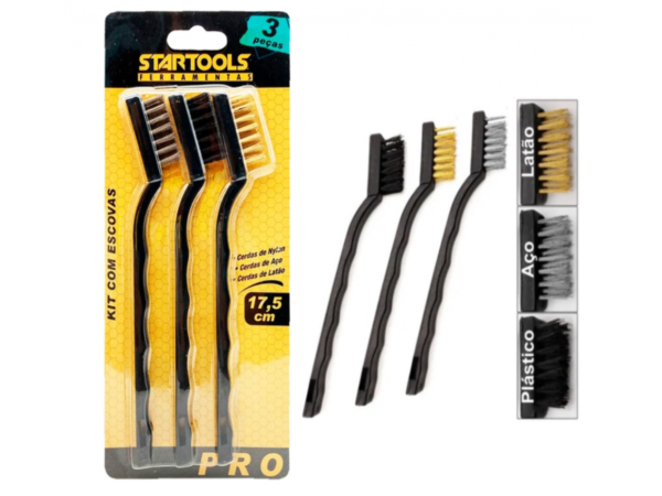 Kit Escova de Aço com 3 Peças 17,5CM STARTOOLS