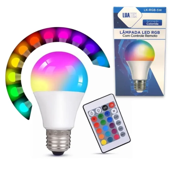 Lâmpada Led RGB com Controle Remoto LUATEK