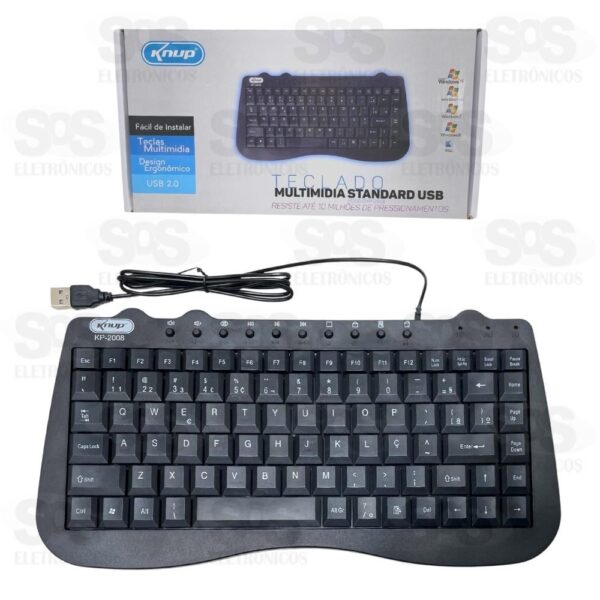 Teclado Multimídia Standard com Fio Usb KNUP