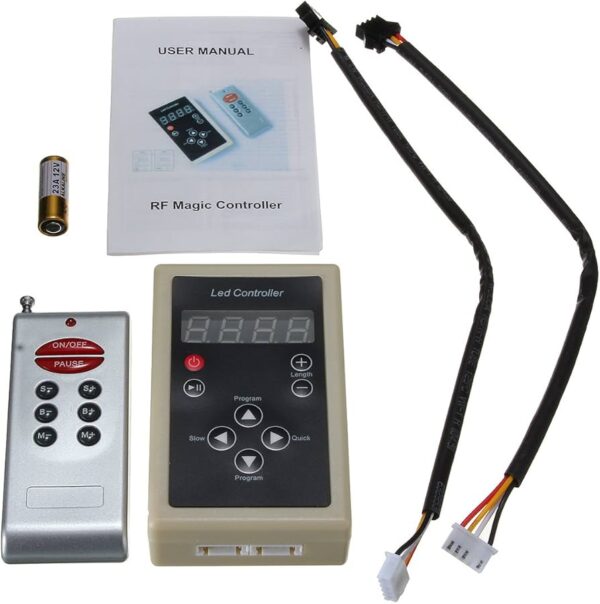 Controlador Led RF 2 Portas 2048 Pixels DC12V com Controle Remoto de 8 Teclas
