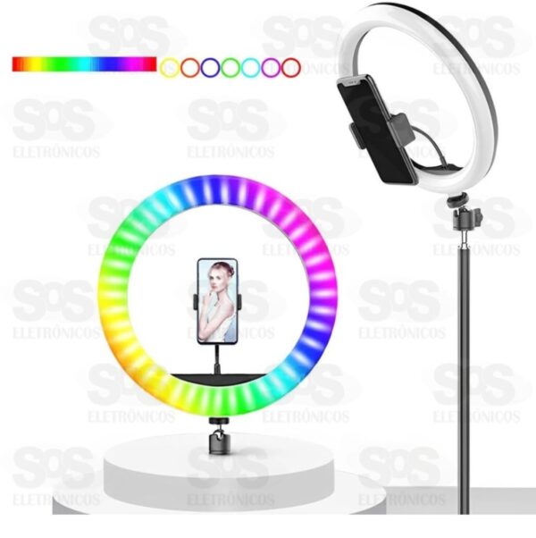 Ring Light com Luz Colorida 10 Polegadas com Tripé 2Mt BMAX