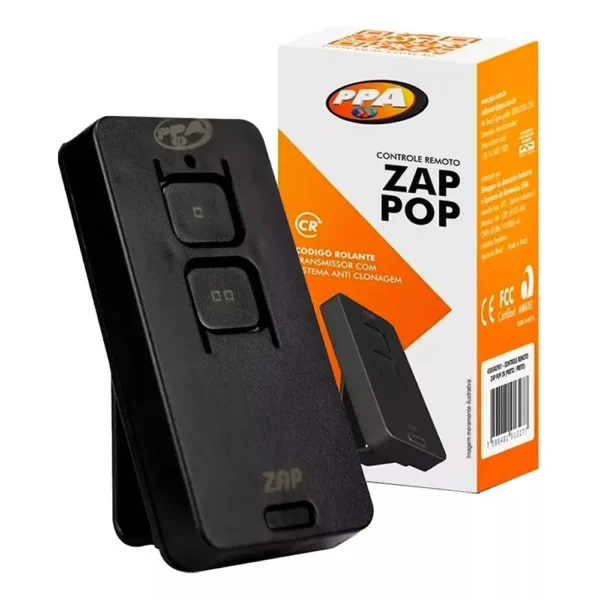 Controle Remoto Preto 2B 433MHZ ZAP POP