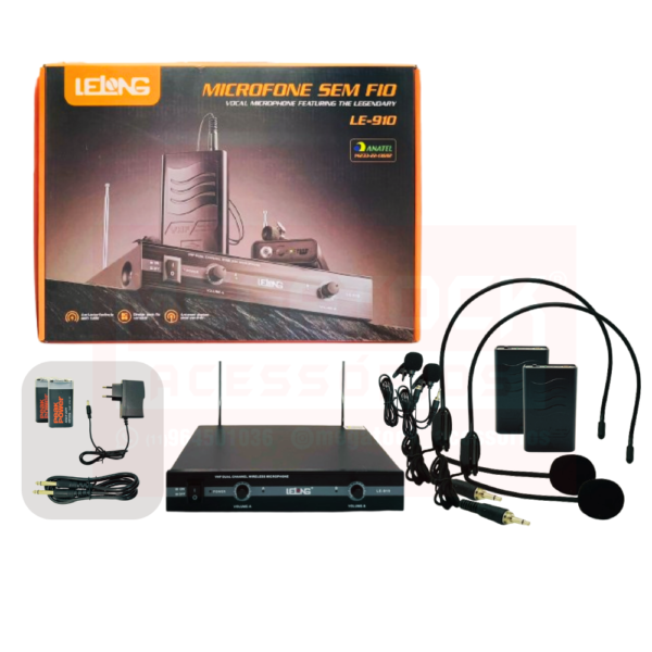 Microfone Duplo sem Fio LELONG