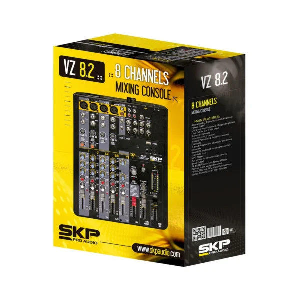 Mesa de Som Profissional SKP Áudio VZ 8 Canais Usb