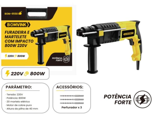 Martelete Perfurador com Impacto 800W 220V BOMVINK